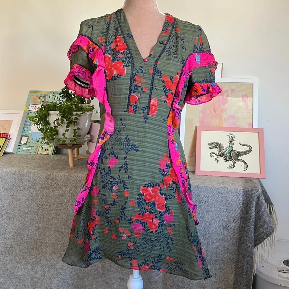 Tanya Taylor Silk Floral Rhett Dress, Size 4 - Picture 2 of 8
